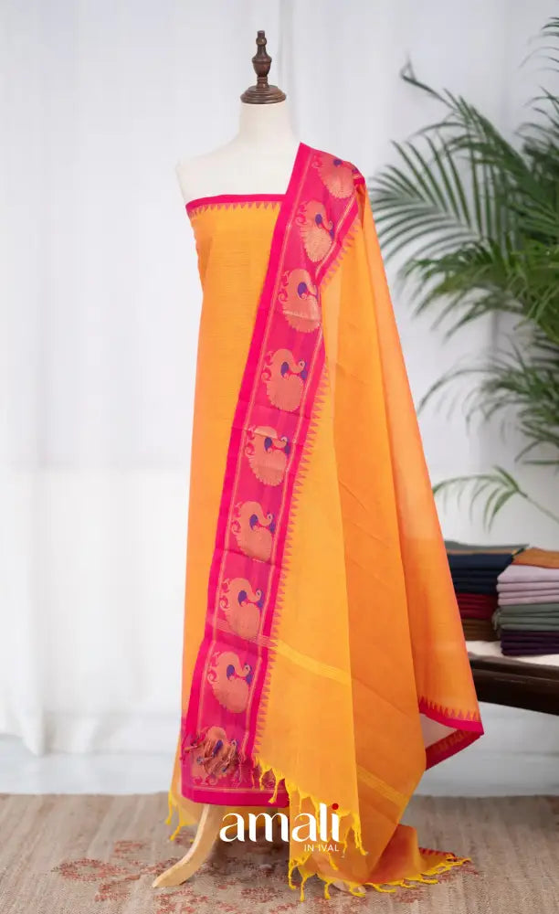 Swara Unstitched Salwar - Two tone Orange and Rani Pink salwar